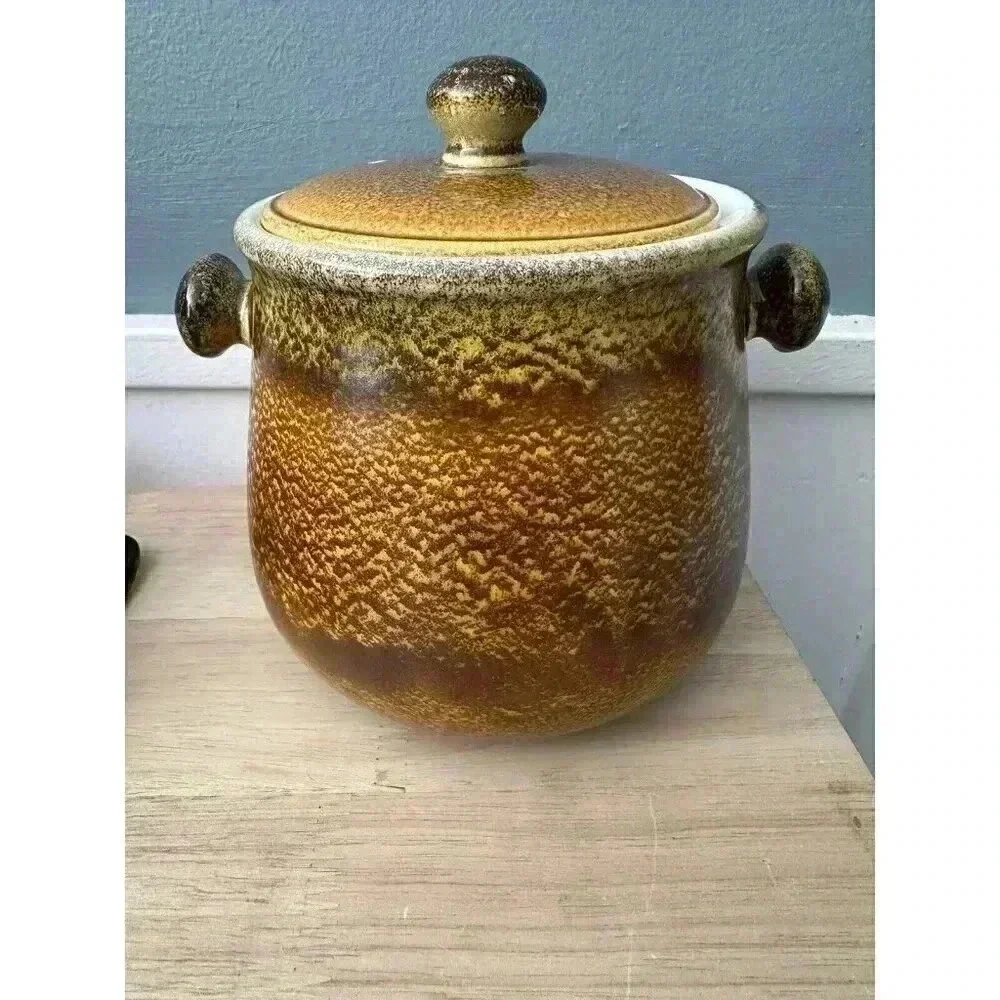 Vintage Pottery Stone Sugar Bowl Ceramic Canisters Jar‎ Container Bean Pot